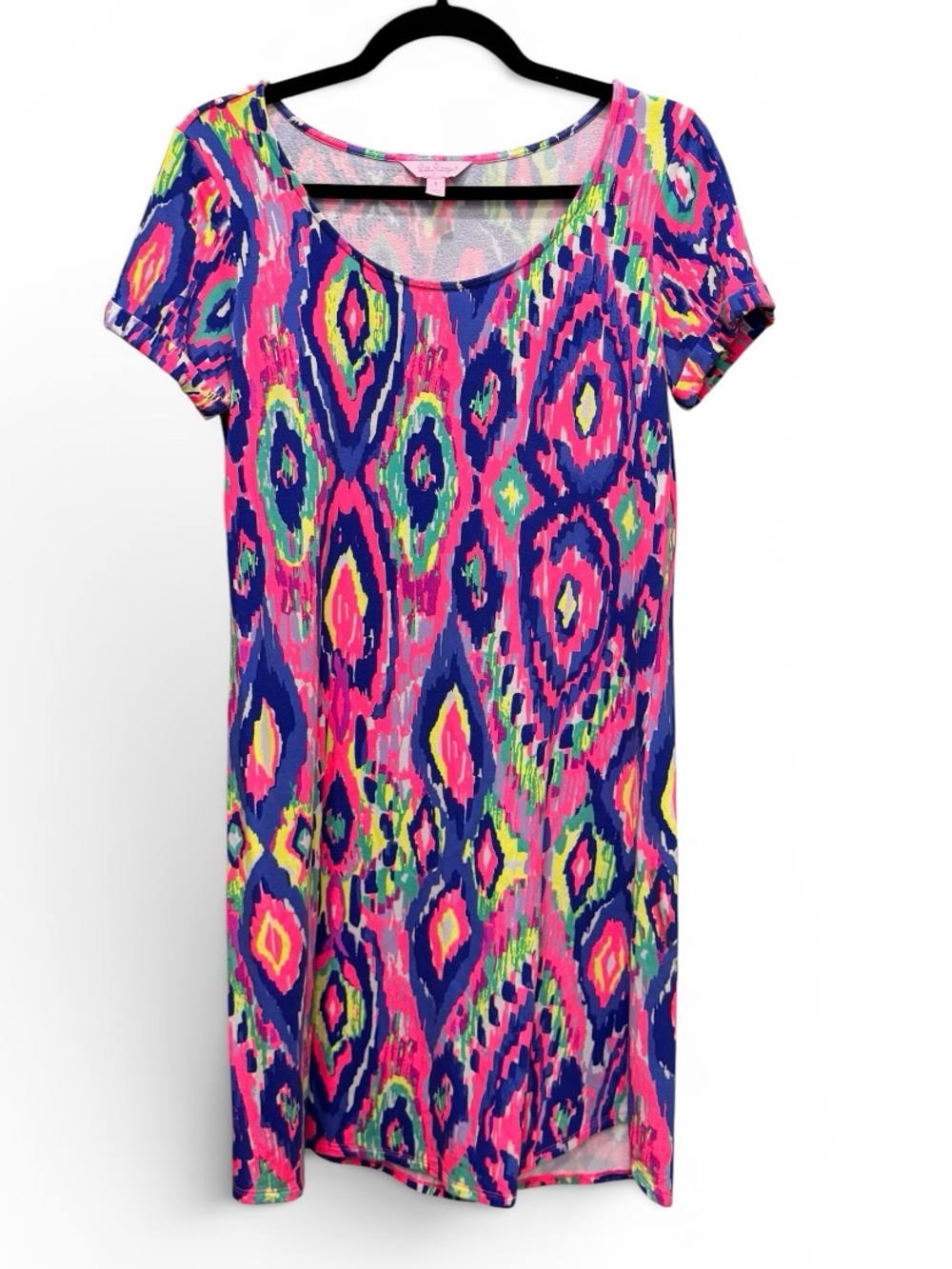 Lilly Pulitzer Tammy UPF 50+ Luminescent Bright Ikat Print T-Shirt Dress Sz S